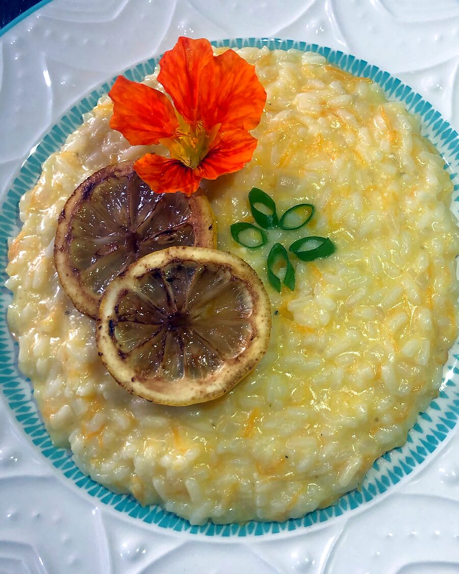 Risoto de limão siciliano com rodelas de limão grelhado